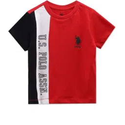 U.S. Polo Assn. Kids Red & White Cotton Color Block T-Shirt-picture-44