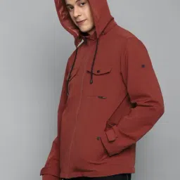 Allen Solly Maroon Cotton Regular Fit Hooded Jacket image 3
