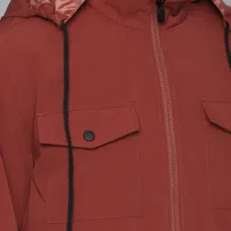 Allen Solly Maroon Cotton Regular Fit Hooded Jacket image 4