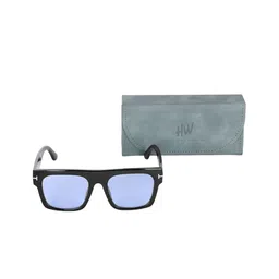 HAMILTANO WINSTON Men Blue Lens & Black Rectangle Sunglasses with image 5