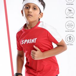 Pine Active Skin Friendly & Breathable Half Sleeves Text Print T Shirt - Red-picture-39