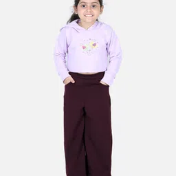 Aww Hunnie Full Sleeves Bird Placement Printed Top & Pajama Set - Purple & Wine Maroon-picture-24