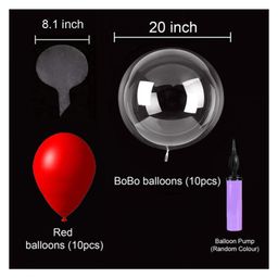 Bubble Trouble Transparent Bobo Balloons Birthday Wedding Anniversary Indoor Outdoor Deor items Red latex Balloon Decoration Family Reunion Party Supplies Items Pack of 21-picture-7