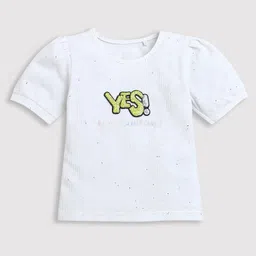 Tiny Girl Cotton Half Sleeves Sequin Embellished Top  -  White-image-23