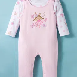 ToffyHouse Knitted Full Sleeves Dungaree Style Romper Butterfly Print & Embroidery - Pink-picture-22