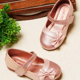 Mine Sole Bow Applique Detailed & Foil Printed With Velcro Closure Mary Jane Ballerinas - Pink-picture-16