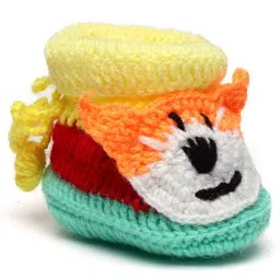 MayRa Knits Hand Knitted Booties - Blue & Multi Colour image 3