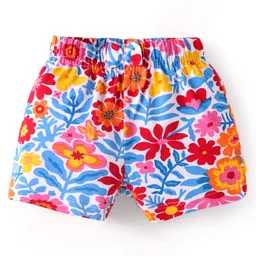 Babyhug Cotton Knit Mid Thigh Shorts with Floral & Polka Dot Print & Bow Applique Pack of 3 - Pink & Yellow image 2