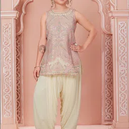 Lagorii Girls Ethnic Motifs Embroidered Regular Sequinned Kurta with Patiala-picture-18