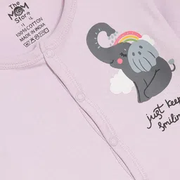 The Mom Store Pack Of 2 Full Sleeves Baby Elephant & Rainbow Printed Night Suit - Multi Colour image 4