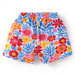 Babyhug Cotton Knit Mid Thigh Shorts with Floral & Polka Dot Print & Bow Applique Pack of 3 - Pink & Yellow image 3