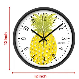 OLIVE TREE Black & Yellow Printed Contemporary Wall Clock image 2