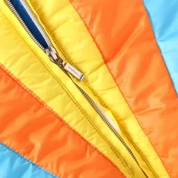 Babyhug Woven Full Sleeves Padded Hooded Jacket with Cut & Sew Design - Blue image 4