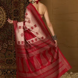 sareemall Printed Ikkat Silk Blend Saree image 2