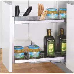 Harrison Bottle Pullout 2 Shelf 300 mm Stainless Steel, 01342 image 1