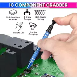 amicitools Amici Tools 4-Claw Pickup Tool Stainless Steel for Grab Small Objects, IC Chips, Screws, Jewelry & more image 2