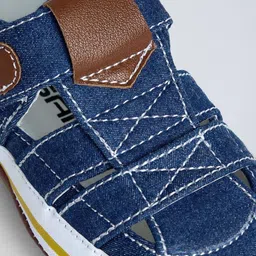 Hopscotch Kids-Unisex Blue Velcro Strap Denim Smart Casual Booties image 2