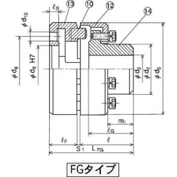 Mitsuboshi Nomex FG Type Chan Coupling Overall Length 212.5 mm, Max Torque 4710 Nm, 2750 RPM, Nor-Mex FG240-picture-24