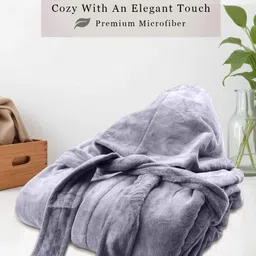 HOUSSE Grey 450 GSM Shawl Collar Bath Robe-picture-34