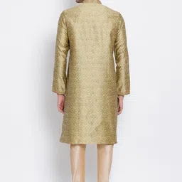 here&now x sanwara Sanwara Men Gold-Toned Woven Design Straight Kurta image 4