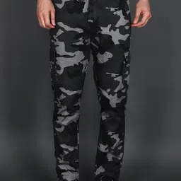 HAUWER Men Camouflage Checked Comfort Easy Wash Cargos Trousers-picture-4