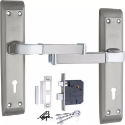 Atom Iron, Stainless Steel, Brass Multicolor Door Handle Lock Set, VistaLegend-2-picture-33