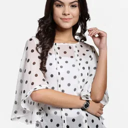 Cation Women White Printed A-Line Top-image-97