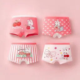 NESKA MODA Girls Pack Of 4 Printed Boyshort Briefs image 4