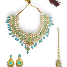 AccessHer Gold-Plated Kundan Studded & Beaded Jewellery Set image 5