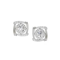 Sparkles Lab Grown Diamond 1.48 Carat Round Halo Stud Earrings 14K White Gold-image-14