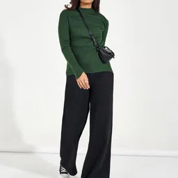 styli Women’s Turtle Neck Sweater | Solid Acrylic Pullover with Long Sleeves & Ribbed Fitted Design | Cozy Regular Fit Knitwear for Women & Girls image 4