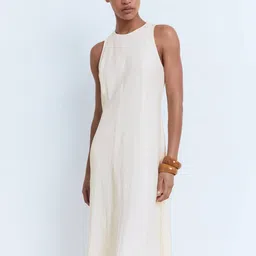 MANGO Solid A-Line Midi Dress image 5