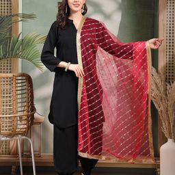 Clora Creation Striped Embellished Sequinned Net Dupatta-picture-2