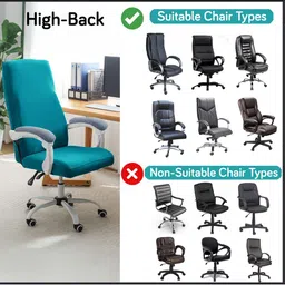HOKIPO Dark Cyan 140 GSM Stretchable Executive High Back Chair Cover image 2