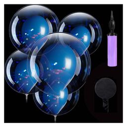 Bubble Trouble Transparent Bobo Balloons Birthday Wedding Anniversary Indoor Outdoor Deor items Blue latex Balloon Decoration Family Reunion Party Supplies Items Pack of 11-picture-42