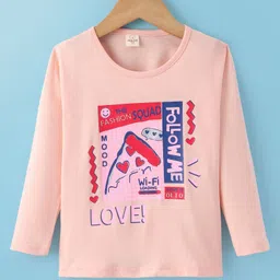 Olio Kids Cotton Knit Full Sleeves Winter T-Shirt with Text Print -  Baby Pink-image-33