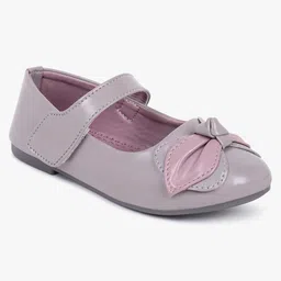Superminis Bow Applique Detailed Mary Jane Ballerinas With Velcro Closure - Grey-picture-13