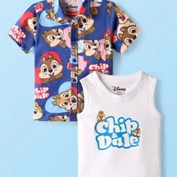 Babyhug Disney Cotton Knit Half Sleeves Shirt & T-Shirt With Chip N' Dale Print - Navy Blue-image-77