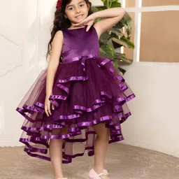 Toy Balloon Kids Sleeveless Lace Detailed High Low Dress - Purple-picture-25
