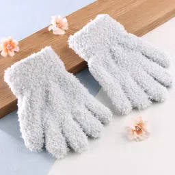 Babyhug Solid Color Fur Gloves - Light Grey-picture-27
