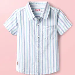 Babyhug Cotton Woven Half Sleeves Shirt With Stripes - Light Blue-picture-15