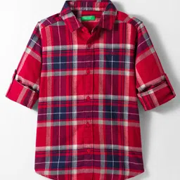 UCB Cotton Woven Full Sleeves Shirt With Checks - Red image 1