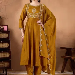 all about you Women Ethnic Motifs Embroidered Empire Thread Work Kurta with Trousers & With Dupatta-picture-20