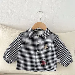 LULU & SKY Boys Gingham Checks Opaque Checked Casual Shirt image 3