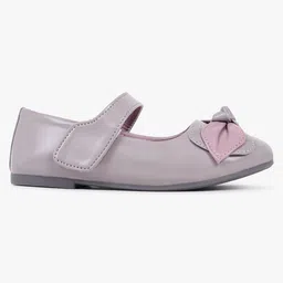 Superminis Bow Applique Detailed Mary Jane Ballerinas With Velcro Closure - Grey image 3