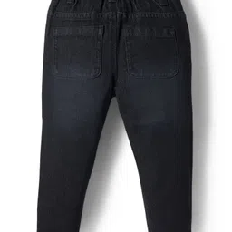 Babyhug Denim Full Length Washed Jeans with Stretch - Black image 2