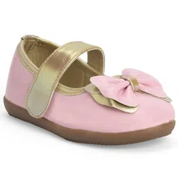 Chiu Bow Applique Detailed With Velcro Closure Mary Jane Ballerinas- Pink image 3