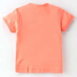 Tango Interlock Knit Half Sleeves Night Suit With Teddy Print - Orange image 3