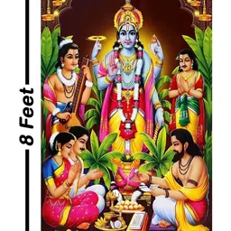 Backdropon Blue Lord Satyanarayana Is A Form Of Lord Vishnu Design Backdrop Festive Decor image 2