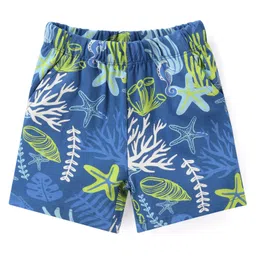 Babyhug Cotton Knit Half Sleeves Night Suit Star Fish Print - White image 4